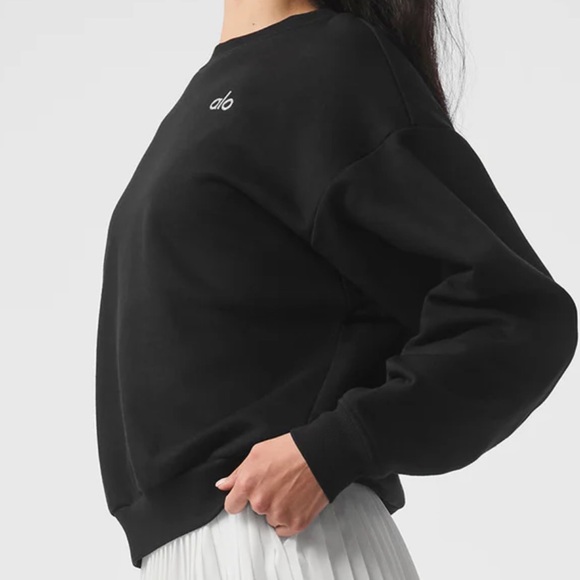 alo Accolade Crew Neck Pullover in Black - Picture 5 of 14